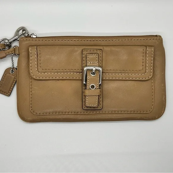 Coach Tan Leather Wristlet Wallet - Picture 3 of 14